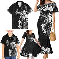 Black Hawaii Family Matching Mermaid Dress and Hawaiian Shirt Hammerhead Shark Tattoo Curve Polynesian LT14 - Polynesian Pride