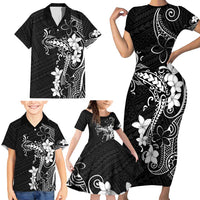 Black Hawaii Family Matching Short Sleeve Bodycon Dress and Hawaiian Shirt Hammerhead Shark Tattoo Curve Polynesian LT14 - Polynesian Pride