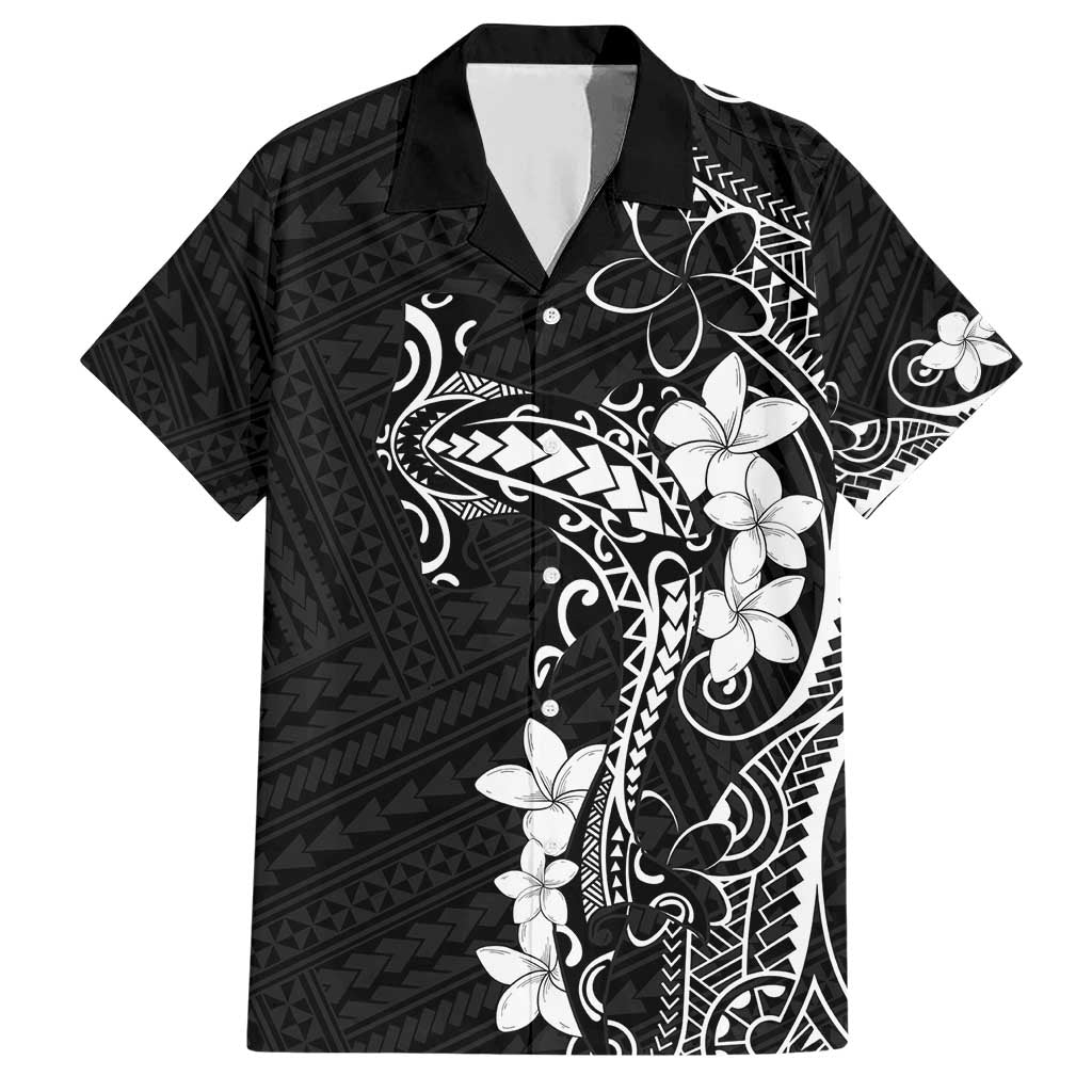 Black Hawaii Family Matching Short Sleeve Bodycon Dress and Hawaiian Shirt Hammerhead Shark Tattoo Curve Polynesian LT14 Dad's Shirt - Short Sleeve Black - Polynesian Pride