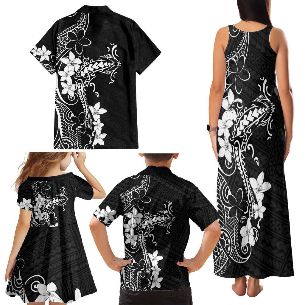 Black Hawaii Family Matching Tank Maxi Dress and Hawaiian Shirt Hammerhead Shark Tattoo Curve Polynesian - Polynesian Pride