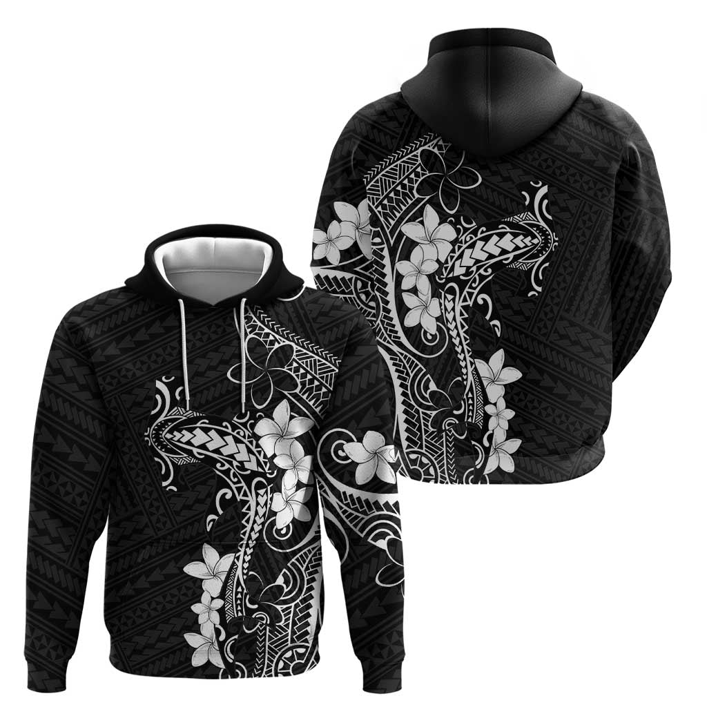 Black Hawaii Hoodie Hammerhead Shark Tattoo Curve Polynesian - Polynesian Pride