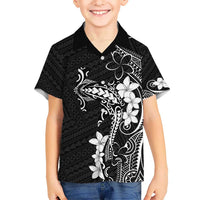 Black Hawaii Kid Hawaiian Shirt Hammerhead Shark Tattoo Curve Polynesian - Polynesian Pride