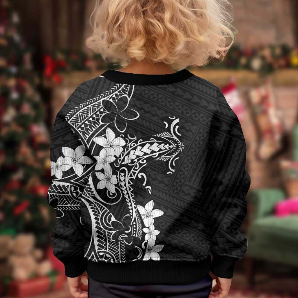 Black Hawaii Kid Ugly Christmas Sweater Hammerhead Shark Tattoo Curve Polynesian - Polynesian Pride