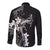Black Hawaii Long Sleeve Button Shirt Hammerhead Shark Tattoo Curve Polynesian - Polynesian Pride