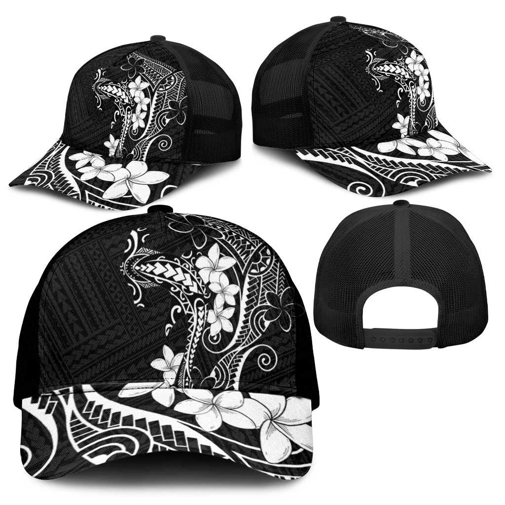 Black Hawaii Mesh Trucker Cap Hammerhead Shark Tattoo Curve Polynesian - Polynesian Pride