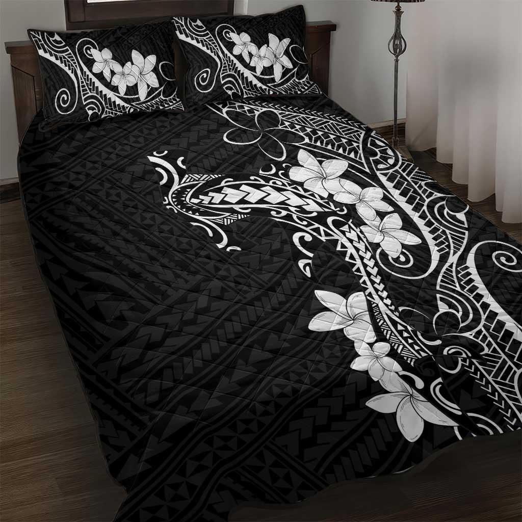 Black Hawaii Quilt Bed Set Hammerhead Shark Tattoo Curve Polynesian - Polynesian Pride