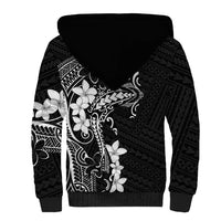 Black Hawaii Sherpa Hoodie Hammerhead Shark Tattoo Curve Polynesian - Polynesian Pride