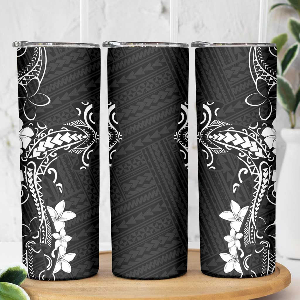 Black Hawaii Skinny Tumbler Hammerhead Shark Tattoo Curve Polynesian - Polynesian Pride