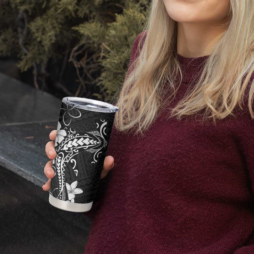 Black Hawaii Tumbler Cup Hammerhead Shark Tattoo Curve Polynesian - Polynesian Pride