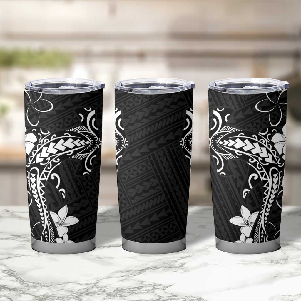 Black Hawaii Tumbler Cup Hammerhead Shark Tattoo Curve Polynesian - Polynesian Pride