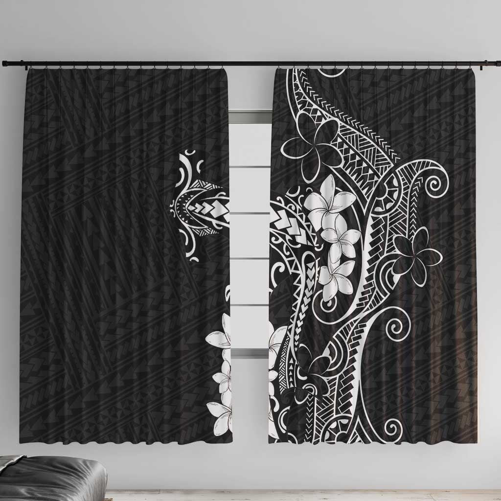 Black Hawaii Window Curtain Hammerhead Shark Tattoo Curve Polynesian - Polynesian Pride