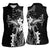 Black Hawaii Women Sleeveless Polo Shirt Hammerhead Shark Tattoo Curve Polynesian - Polynesian Pride