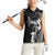 Black Hawaii Women Sleeveless Polo Shirt Hammerhead Shark Tattoo Curve Polynesian - Polynesian Pride