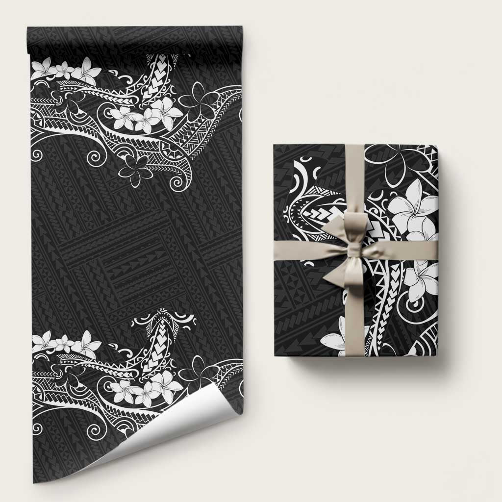 Black Hawaii Wrapping Paper Hammerhead Shark Tattoo Curve Polynesian - Polynesian Pride
