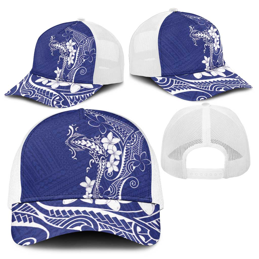 Blue Hawaii Baseball Net Cap Hammerhead Shark Tattoo Curve Polynesian - Polynesian Pride