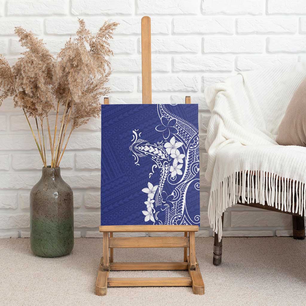 Blue Hawaii Canvas Wall Art Hammerhead Shark Tattoo Curve Polynesian - Polynesian Pride