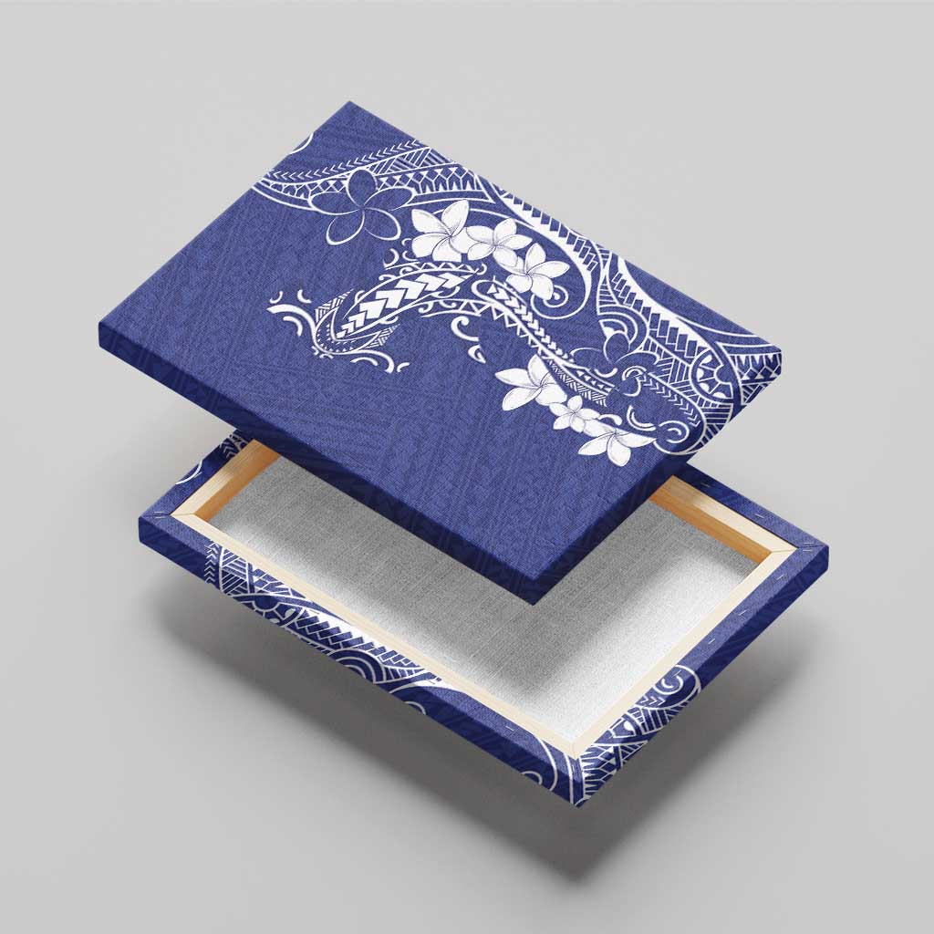 Blue Hawaii Canvas Wall Art Hammerhead Shark Tattoo Curve Polynesian - Polynesian Pride