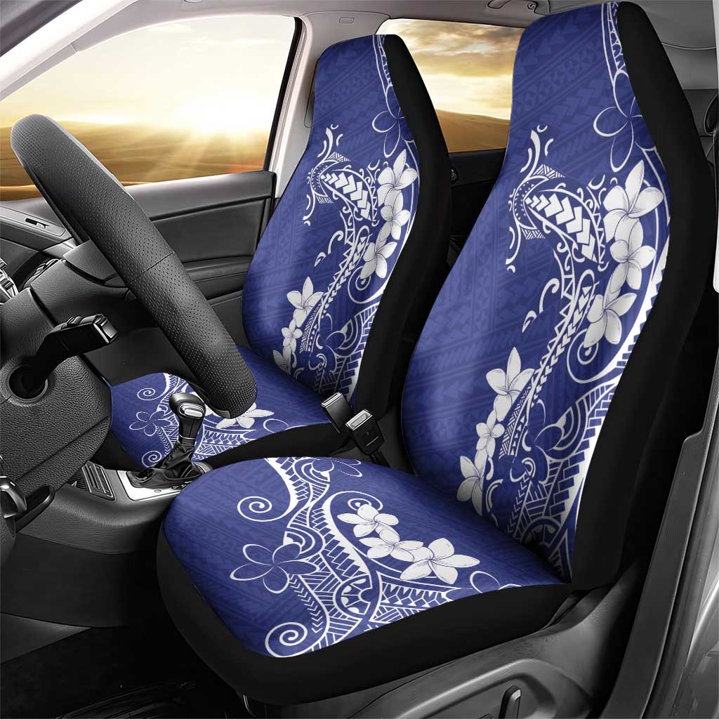 Blue Hawaii Car Seat Cover Hammerhead Shark Tattoo Curve Polynesian - Polynesian Pride