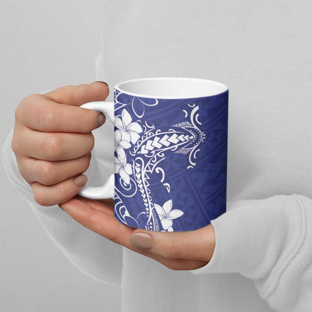 Blue Hawaii Ceramic Mug Hammerhead Shark Tattoo Curve Polynesian - Polynesian Pride