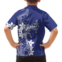 Blue Hawaii Family Matching Long Sleeve Bodycon Dress and Hawaiian Shirt Hammerhead Shark Tattoo Curve Polynesian LT14 - Polynesian Pride