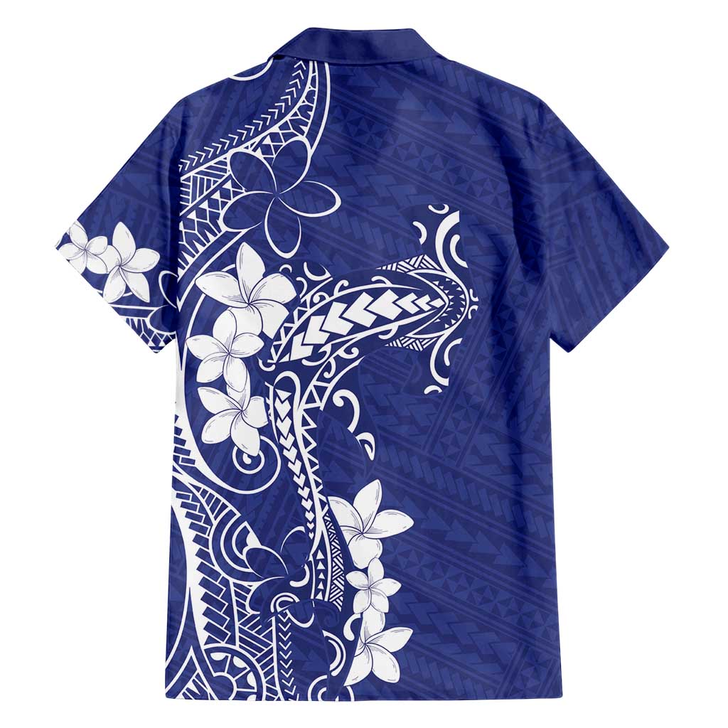 Blue Hawaii Family Matching Puletasi and Hawaiian Shirt Hammerhead Shark Tattoo Curve Polynesian - Polynesian Pride