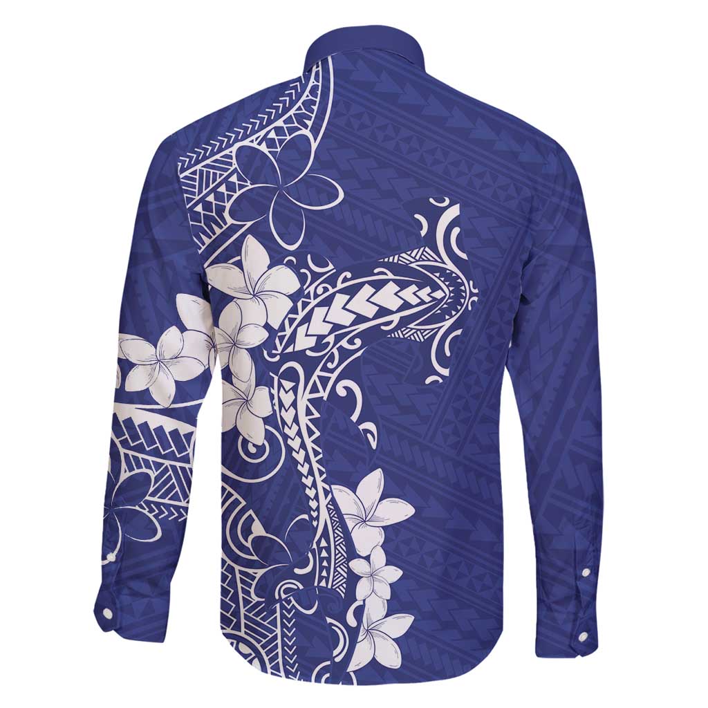 Blue Hawaii Family Matching Puletasi and Hawaiian Shirt Hammerhead Shark Tattoo Curve Polynesian - Polynesian Pride