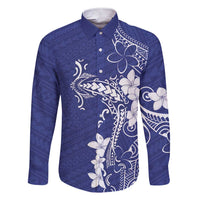Blue Hawaii Family Matching Short Sleeve Bodycon Dress and Hawaiian Shirt Hammerhead Shark Tattoo Curve Polynesian LT14 Dad's Shirt - Long Sleeve Blue - Polynesian Pride
