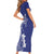 Blue Hawaii Family Matching Short Sleeve Bodycon Dress and Hawaiian Shirt Hammerhead Shark Tattoo Curve Polynesian - Polynesian Pride