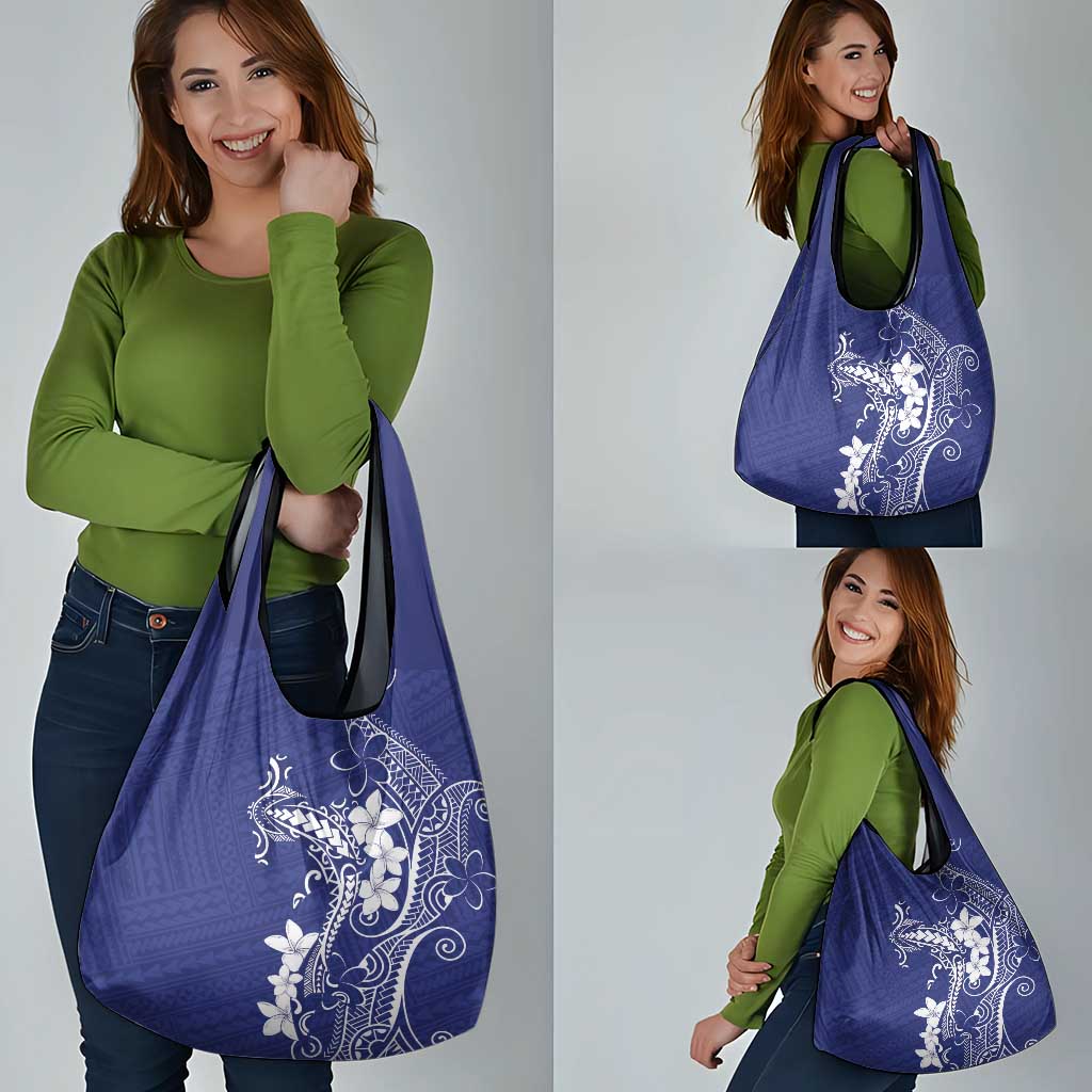 Blue Hawaii Grocery Bag Hammerhead Shark Tattoo Curve Polynesian - Polynesian Pride