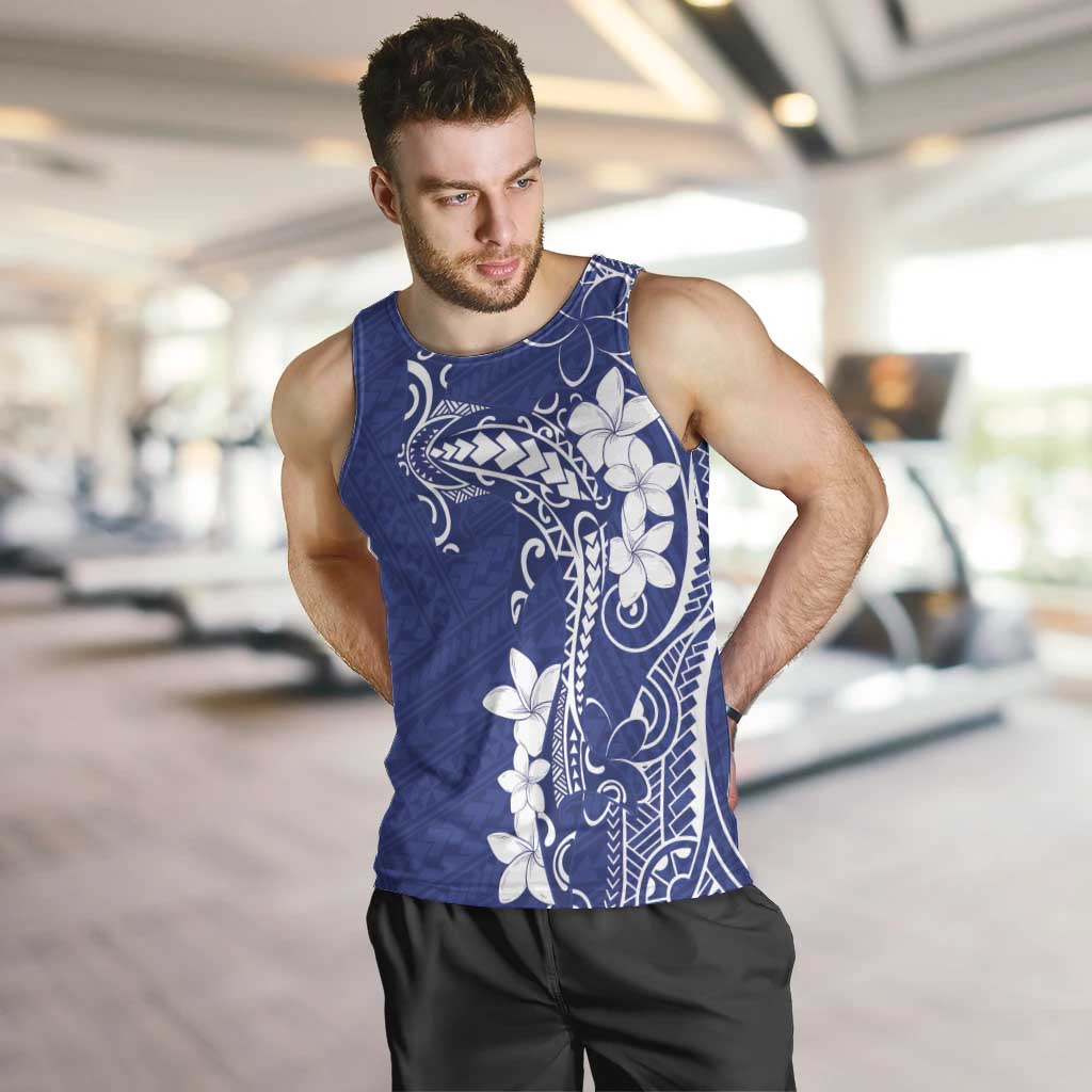 Blue Hawaii Men Tank Top Hammerhead Shark Tattoo Curve Polynesian - Polynesian Pride