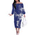 Blue Hawaii Off The Shoulder Long Sleeve Dress Hammerhead Shark Tattoo Curve Polynesian - Polynesian Pride