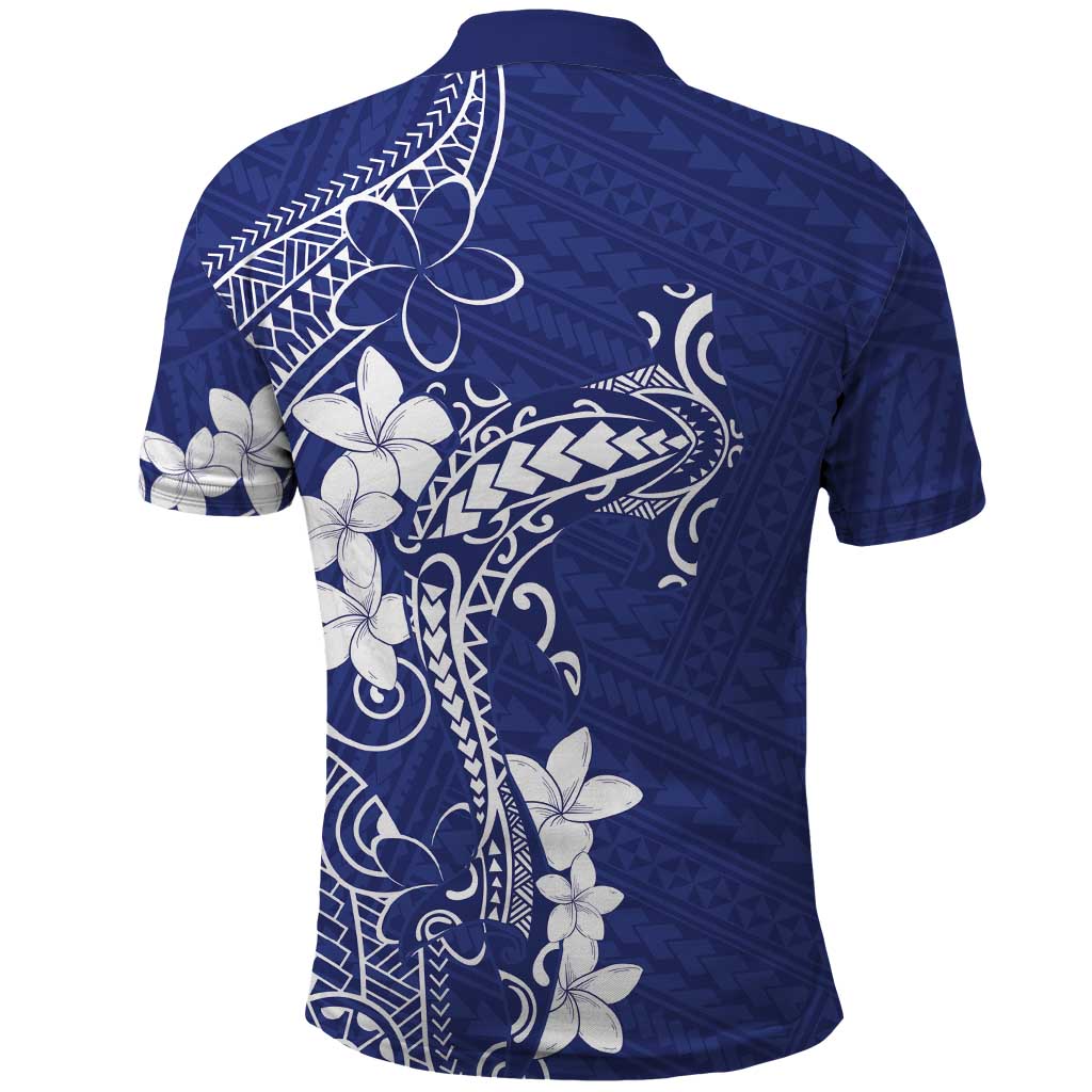 Blue Hawaii Polo Shirt Hammerhead Shark Tattoo Curve Polynesian LT14 - Polynesian Pride