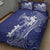 Blue Hawaii Quilt Bed Set Hammerhead Shark Tattoo Curve Polynesian - Polynesian Pride