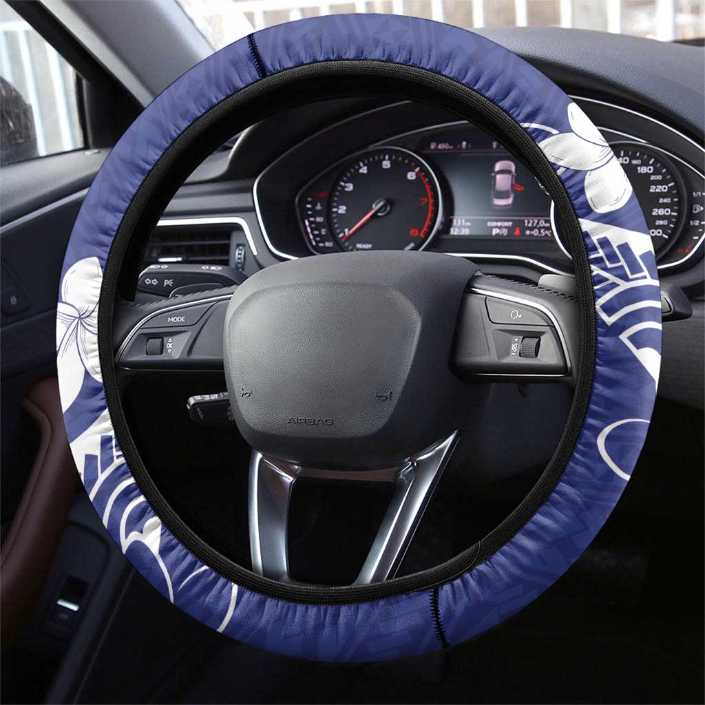 Blue Hawaii Steering Wheel Cover Hammerhead Shark Tattoo Curve Polynesian - Polynesian Pride