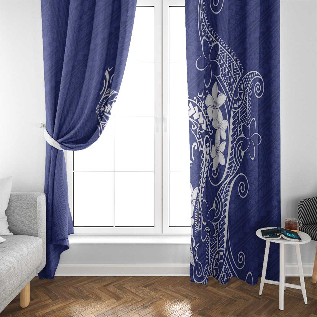 Blue Hawaii Window Curtain Hammerhead Shark Tattoo Curve Polynesian - Polynesian Pride