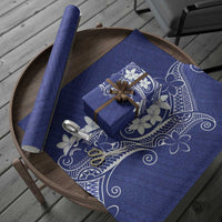 Blue Hawaii Wrapping Paper Hammerhead Shark Tattoo Curve Polynesian - Polynesian Pride