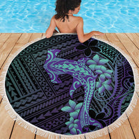 Purple Paradise Hawaii Beach Blanket Hammerhead Shark Tattoo Curve Polynesian - Polynesian Pride