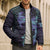 Purple Paradise Hawaii Bomber Puffer Jacket Hammerhead Shark Tattoo Curve Polynesian - Polynesian Pride