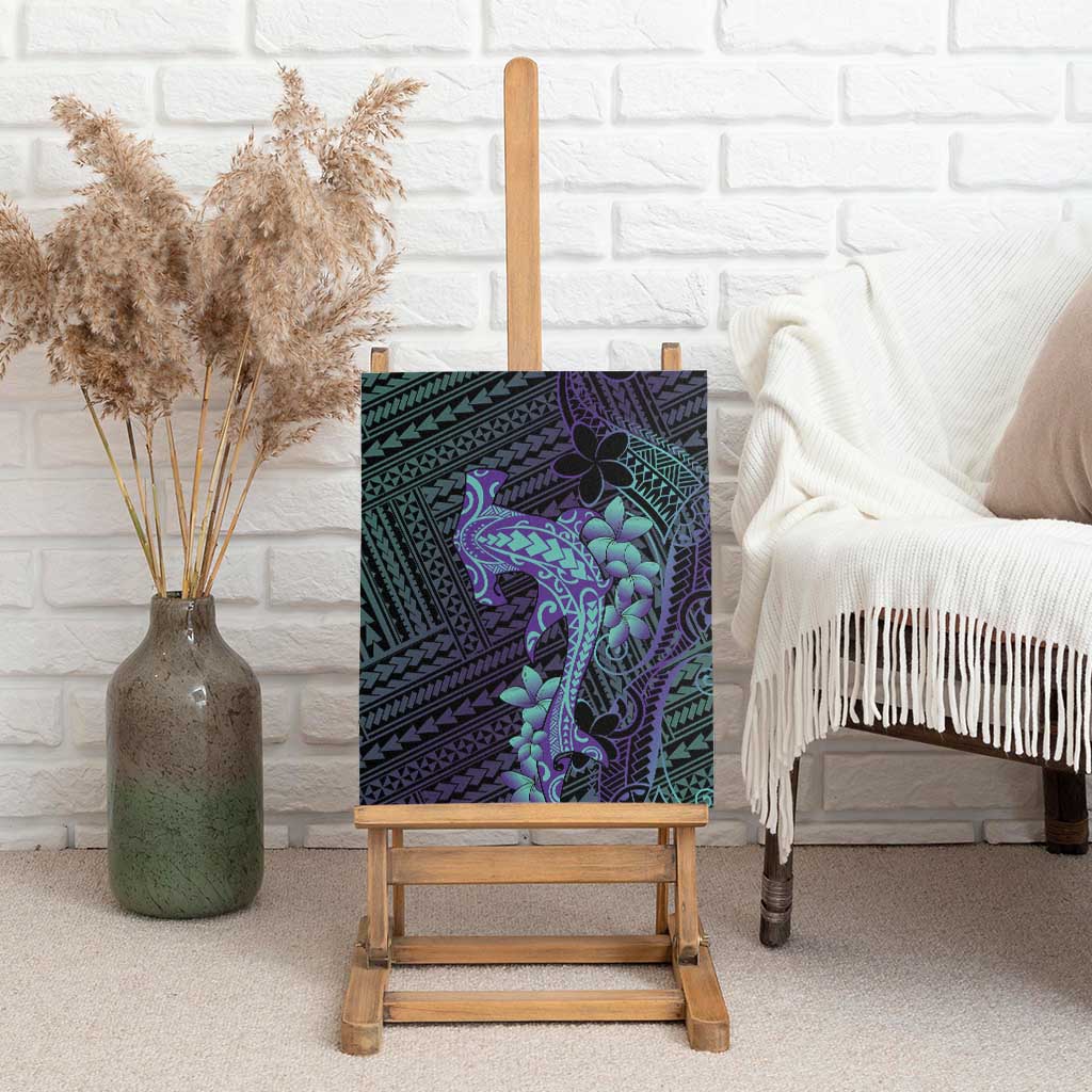 Purple Paradise Hawaii Canvas Wall Art Hammerhead Shark Tattoo Curve Polynesian - Polynesian Pride