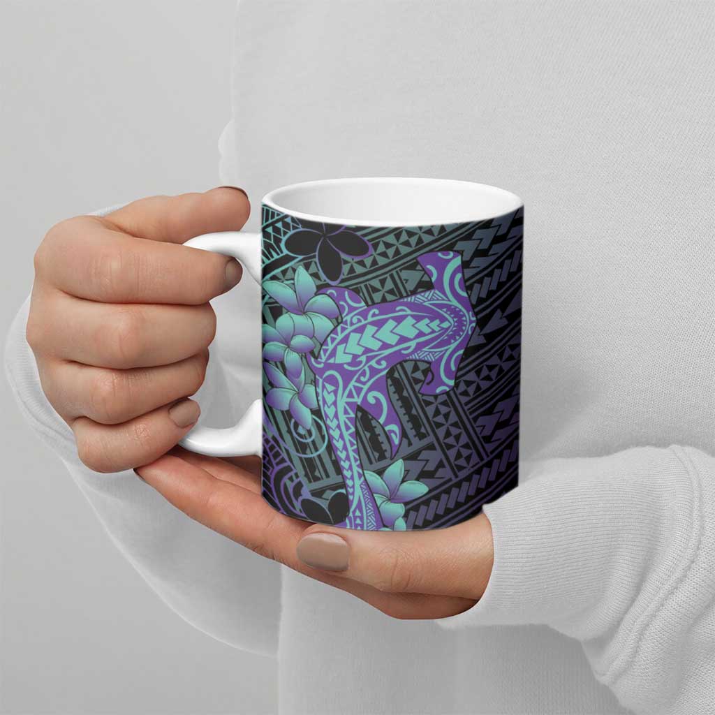 Purple Paradise Hawaii Ceramic Mug Hammerhead Shark Tattoo Curve Polynesian - Polynesian Pride