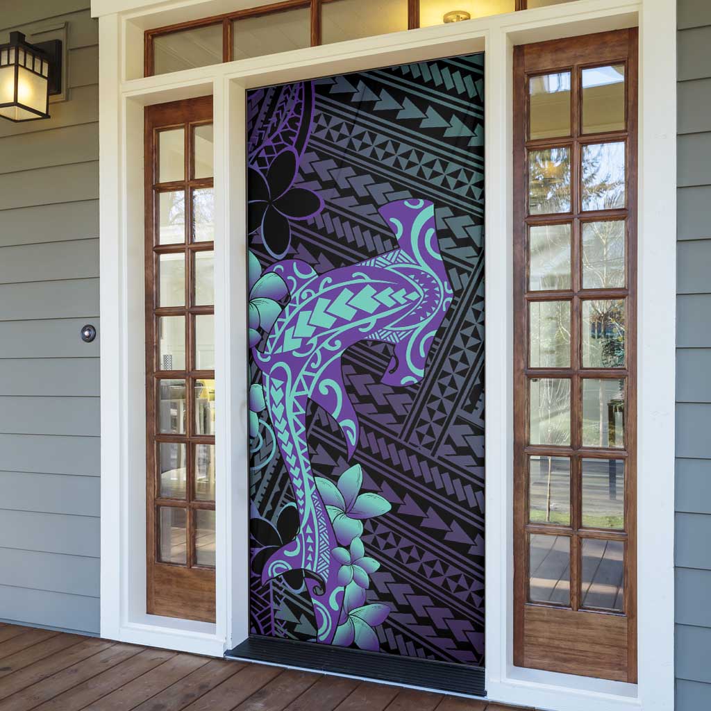 Purple Paradise Hawaii Door Cover Hammerhead Shark Tattoo Curve Polynesian - Polynesian Pride