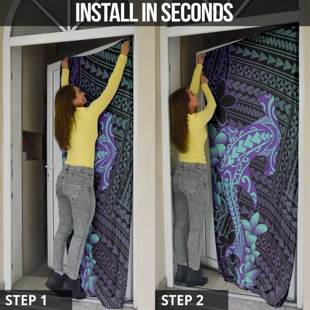 Purple Paradise Hawaii Door Cover Hammerhead Shark Tattoo Curve Polynesian - Polynesian Pride