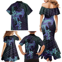 Purple Paradise Hawaii Family Matching Mermaid Dress and Hawaiian Shirt Hammerhead Shark Tattoo Curve Polynesian LT14 - Polynesian Pride
