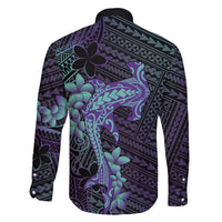 Purple Paradise Hawaii Family Matching Puletasi and Hawaiian Shirt Hammerhead Shark Tattoo Curve Polynesian LT14 - Polynesian Pride