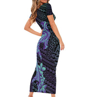 Purple Paradise Hawaii Family Matching Short Sleeve Bodycon Dress and Hawaiian Shirt Hammerhead Shark Tattoo Curve Polynesian LT14 - Polynesian Pride