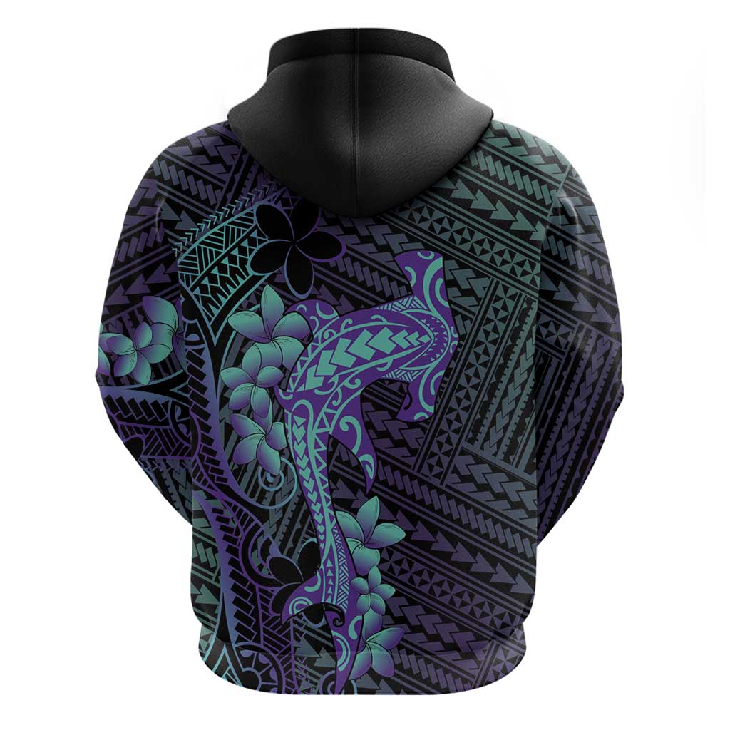 Purple Paradise Hawaii Hoodie Hammerhead Shark Tattoo Curve Polynesian - Polynesian Pride