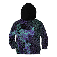 Purple Paradise Hawaii Kid Hoodie Hammerhead Shark Tattoo Curve Polynesian - Polynesian Pride