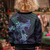 Purple Paradise Hawaii Kid Ugly Christmas Sweater Hammerhead Shark Tattoo Curve Polynesian - Polynesian Pride
