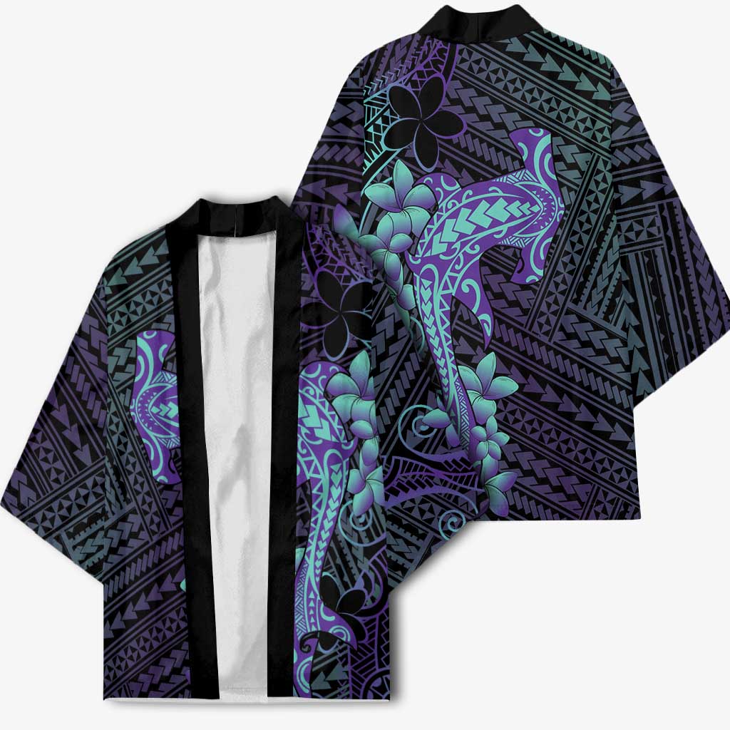 Purple Paradise Hawaii Kimono Hammerhead Shark Tattoo Curve Polynesian - Polynesian Pride
