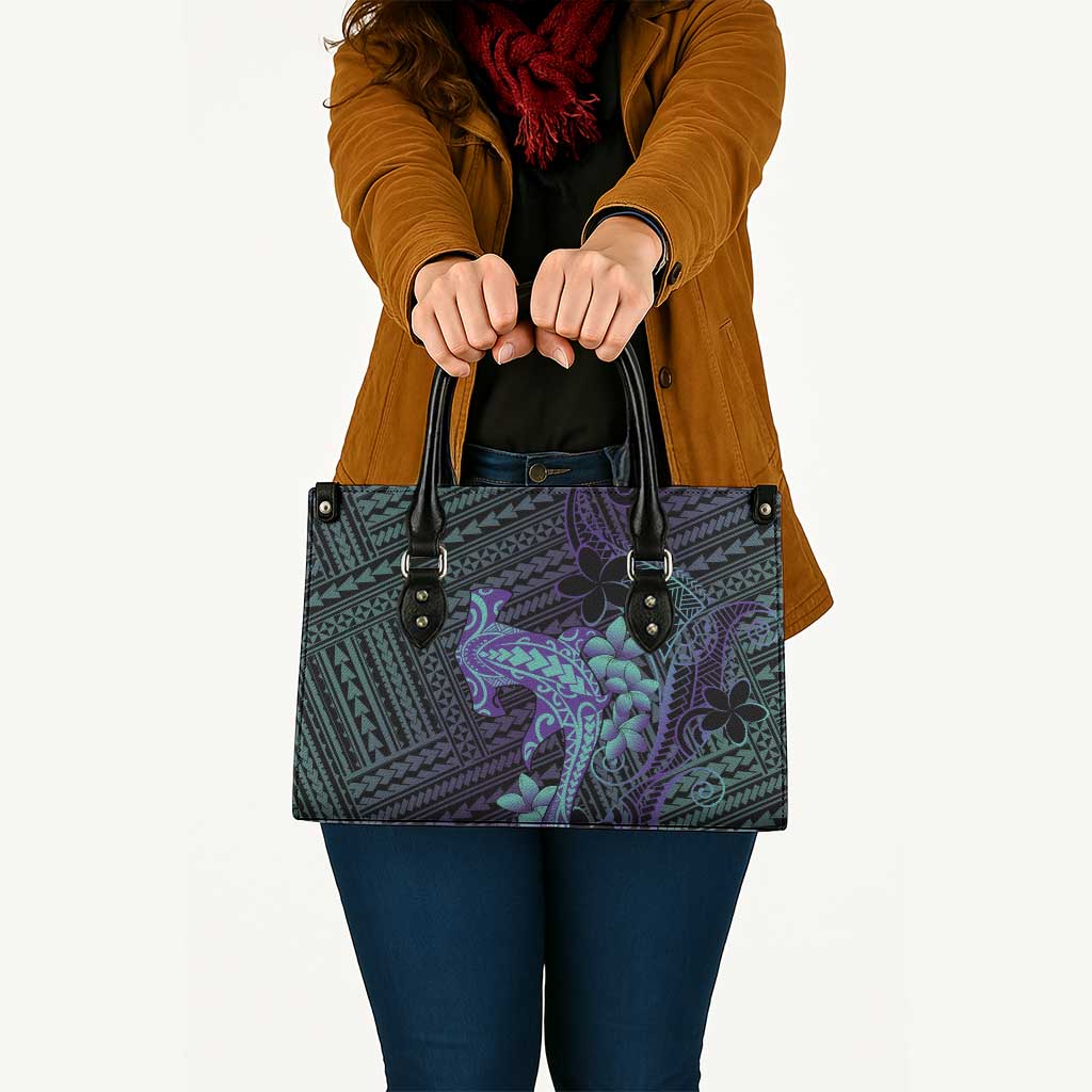 Purple Paradise Hawaii Leather Bag Hammerhead Shark Tattoo Curve Polynesian - Polynesian Pride